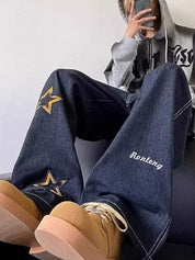 Men's Star Print Loose Jeans