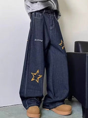Men's Star Print Loose Jeans