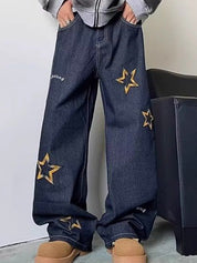 Men's Star Print Loose Jeans