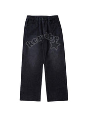 Men's Monogrammed Diamond Print Loose Jeans