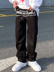 Men's High Street Letter Print Loose Jeans