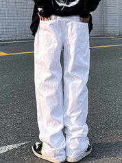 Men's High Street Letter Print Loose Jeans