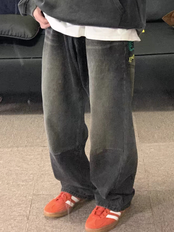 Men's Street Letter Loose Jeans