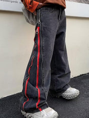 Men's Street Side Zip Loose Jeans
