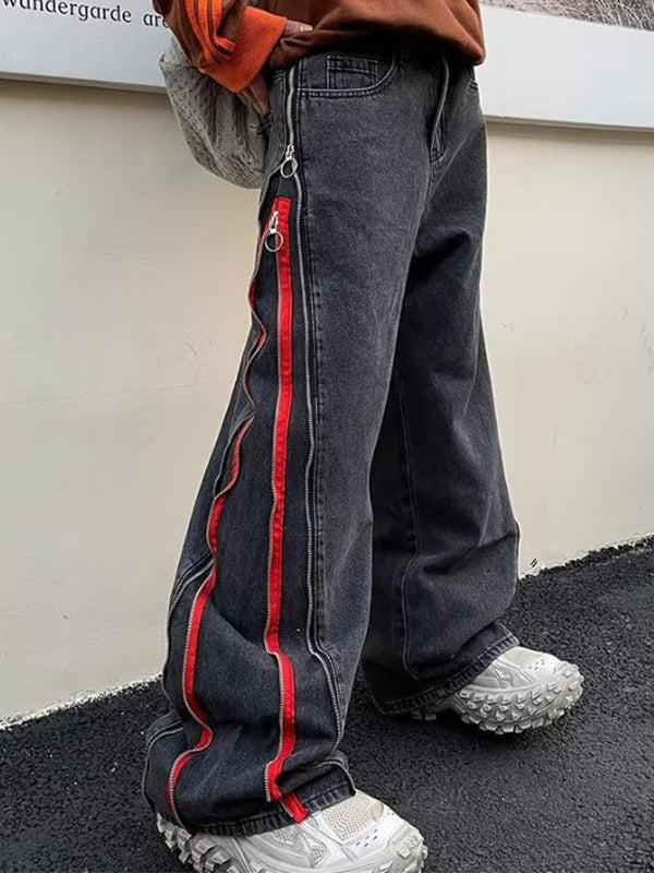 Men's Street Side Zip Loose Jeans