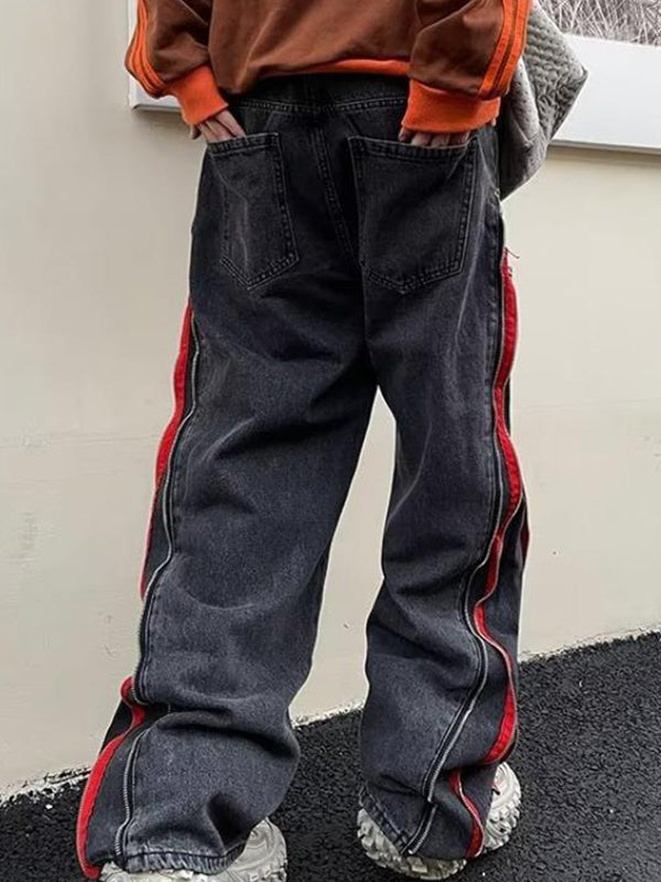 Men's Street Side Zip Loose Jeans