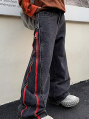 Men's Street Side Zip Loose Jeans