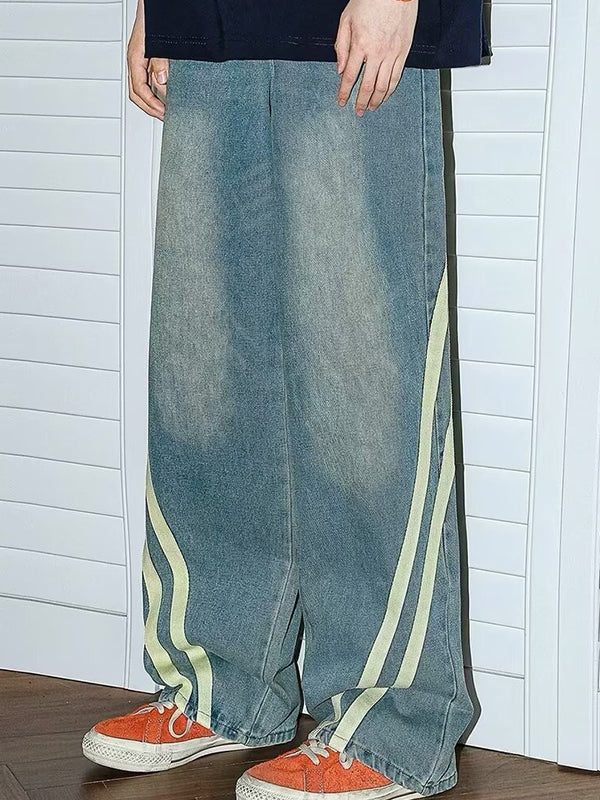 Men's Street Stripe Loose Jeans