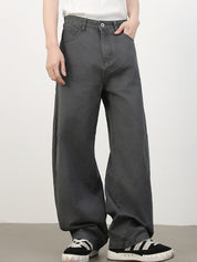 Men's Solid Colour Loose Jeans