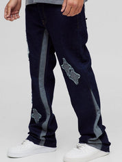 Men's Colour Block Print Loose Jeans