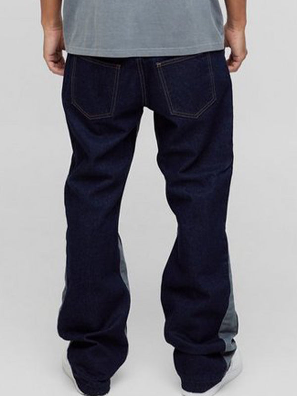 Men's Colour Block Print Loose Jeans