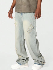 Men's Solid Colour Loose Jeans