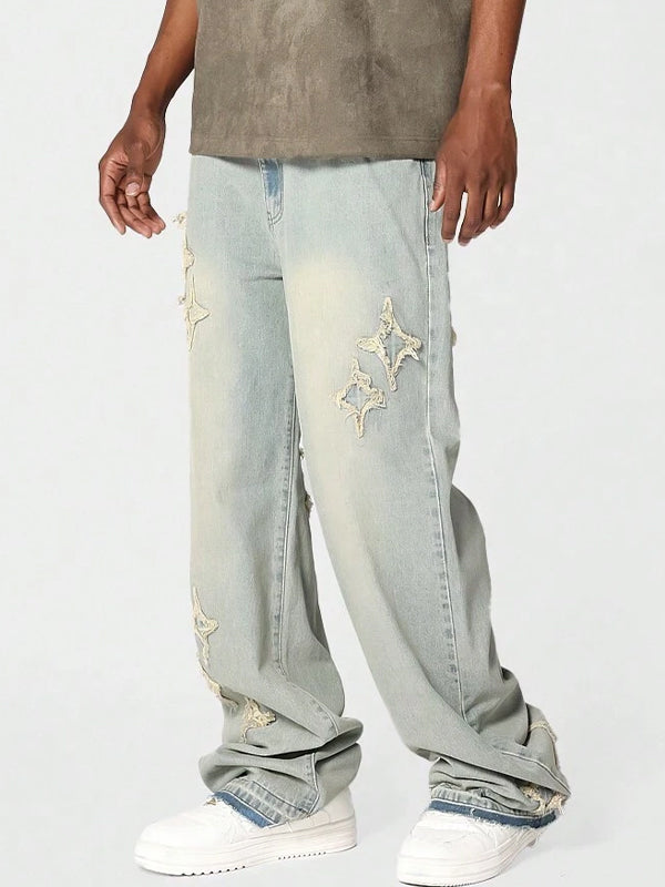 Men's Solid Colour Loose Jeans