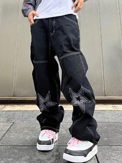 Men's Star Print Loose Jeans