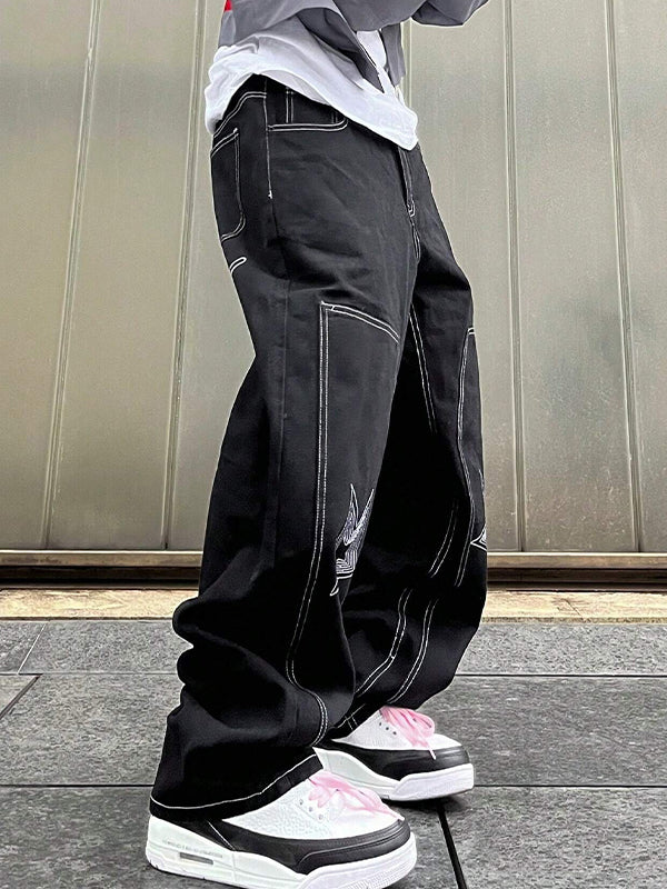 Men's Star Print Loose Jeans