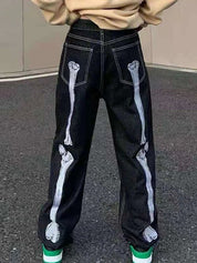 Men's Skull Print Loose Jeans