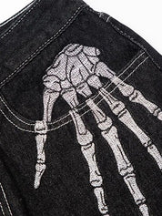 Men's Skull Print Loose Jeans