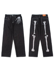 Men's Skull Print Loose Jeans