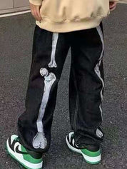 Men's Skull Print Loose Jeans