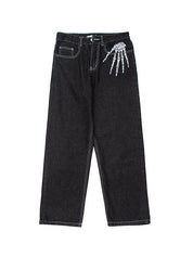 Men's Skull Print Loose Jeans