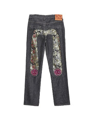 Men's Skull Print Loose Jeans