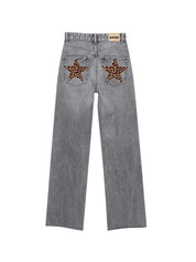Men's Star Print Loose Jeans