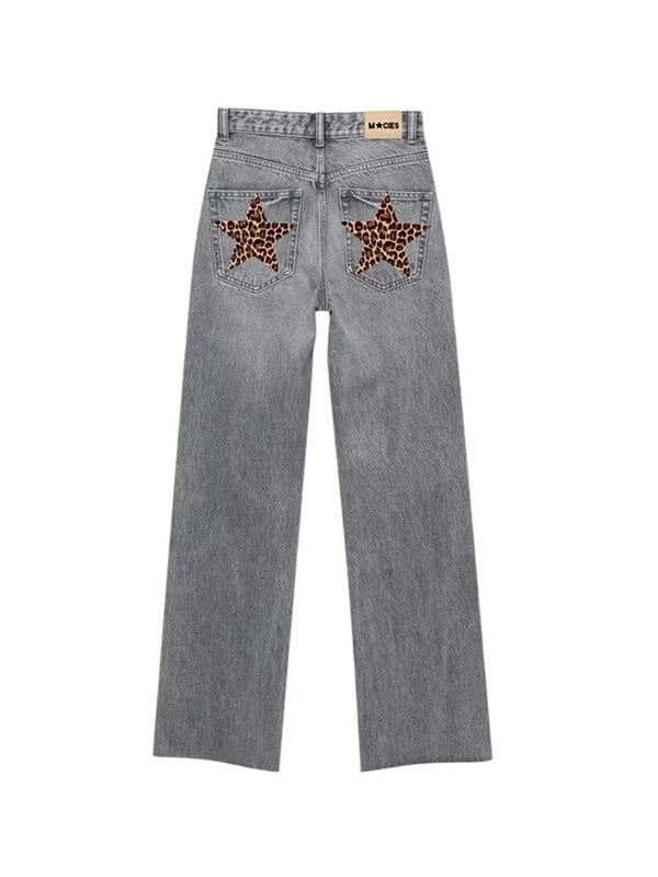 Men's Star Print Loose Jeans