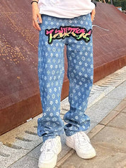 Men's Digital Print Loose Jeans