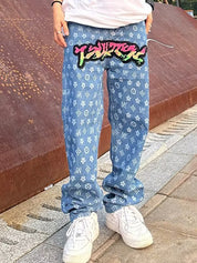 Men's Digital Print Loose Jeans
