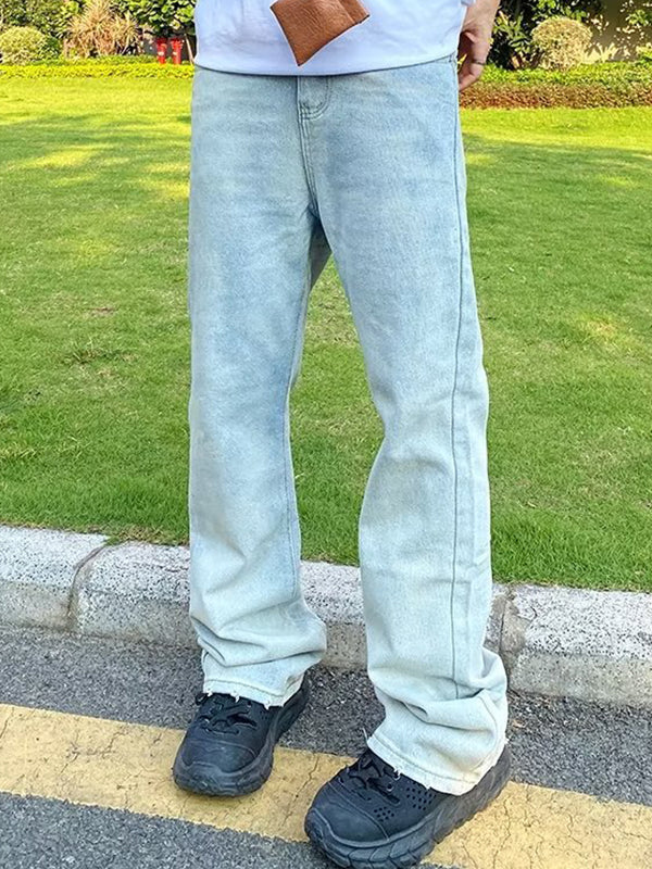 Men's Embroidered Print Loose Jeans