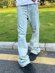 Men's Embroidered Print Loose Jeans