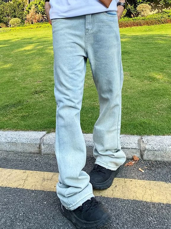Men's Embroidered Print Loose Jeans