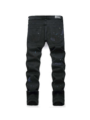 Men's Cross Badge Rhinestone Raglan Loose Jeans
