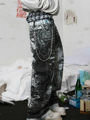 Men's Graphic Print Loose Jeans