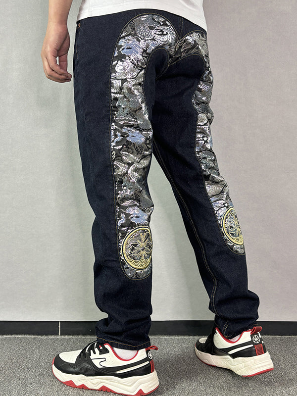 Men's Graphic Print Loose Jeans