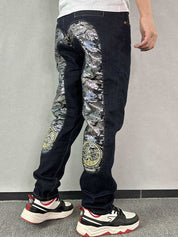 Men's Graphic Print Loose Jeans