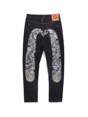Men's Graphic Print Loose Jeans