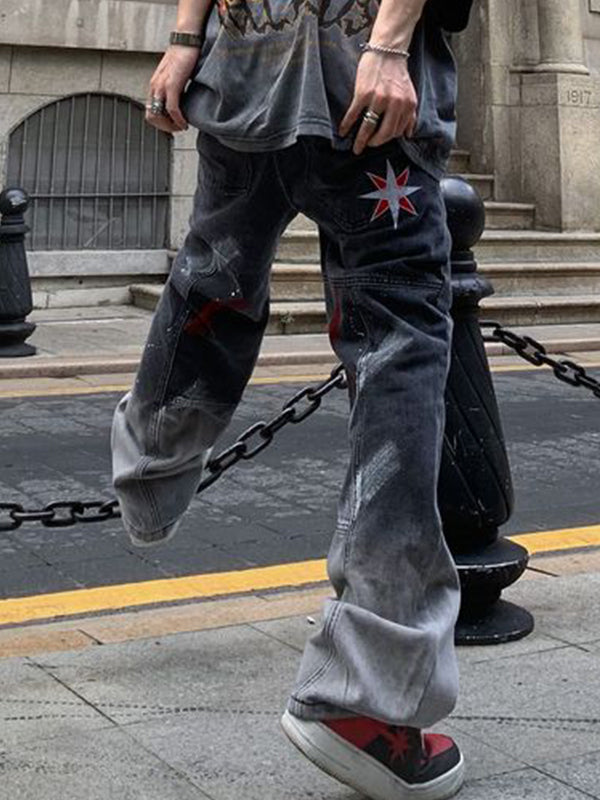 Men's Aged Loose Jeans