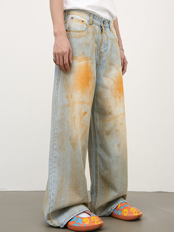 Men's Street Colour Block Loose Jeans