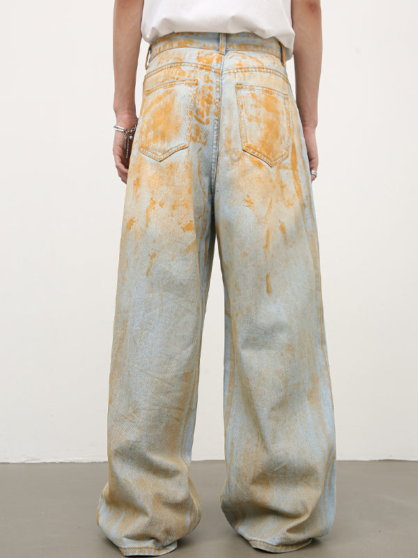 Men's Street Colour Block Loose Jeans