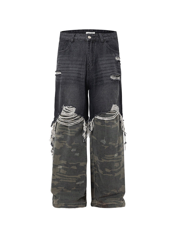 Men's Colour Block Loose Jeans