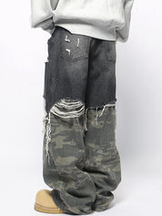 Men's Colour Block Loose Jeans
