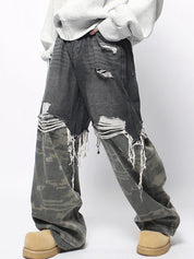 Men's Colour Block Loose Jeans