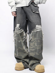 Men's Colour Block Loose Jeans