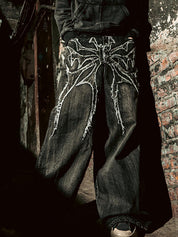 Men's Graphic Print Loose Jeans