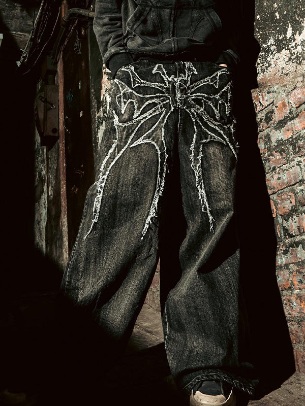 Men's Graphic Print Loose Jeans