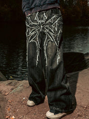 Men's Graphic Print Loose Jeans