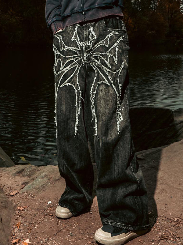 Men's Graphic Print Loose Jeans