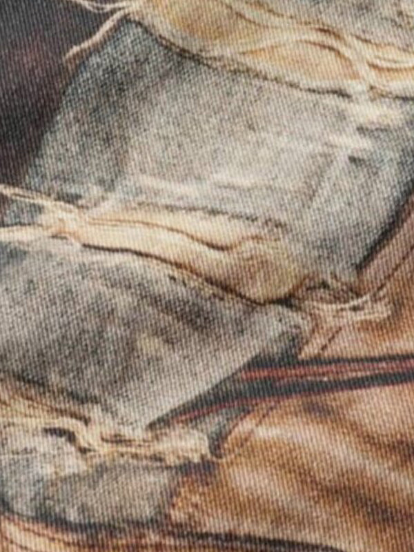Men's Patchwork Print Loose Jeans