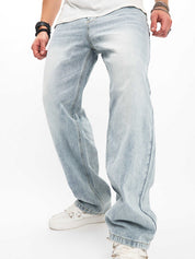 Men's Solid Street Loose Jeans